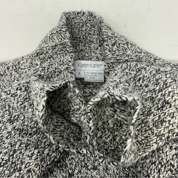 Karen Kane Marled Merino Wool Blend Gray Mock Neck Pullover Sweater Size L Warm - Picture 8 of 11